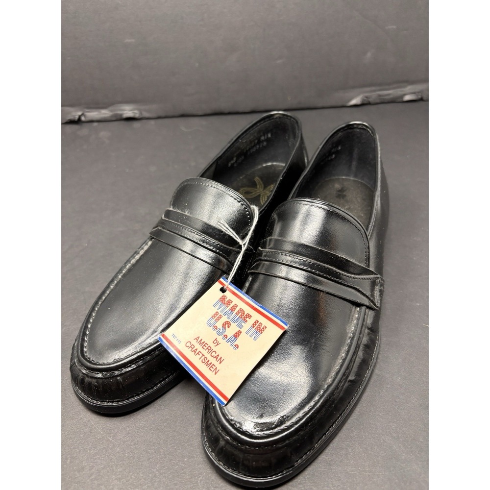 HABAND Men's Vintage Black Slip On Dress Shoes, Size 8.5D